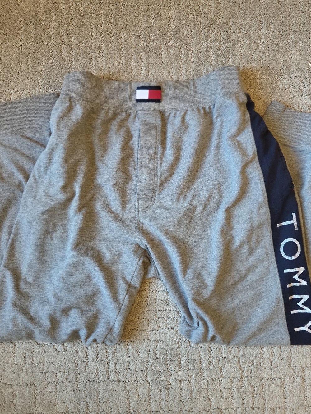 Tommy Hilfiger Grey Logo Joggers Pajama Pants XL | Y2K Lounge Bottoms